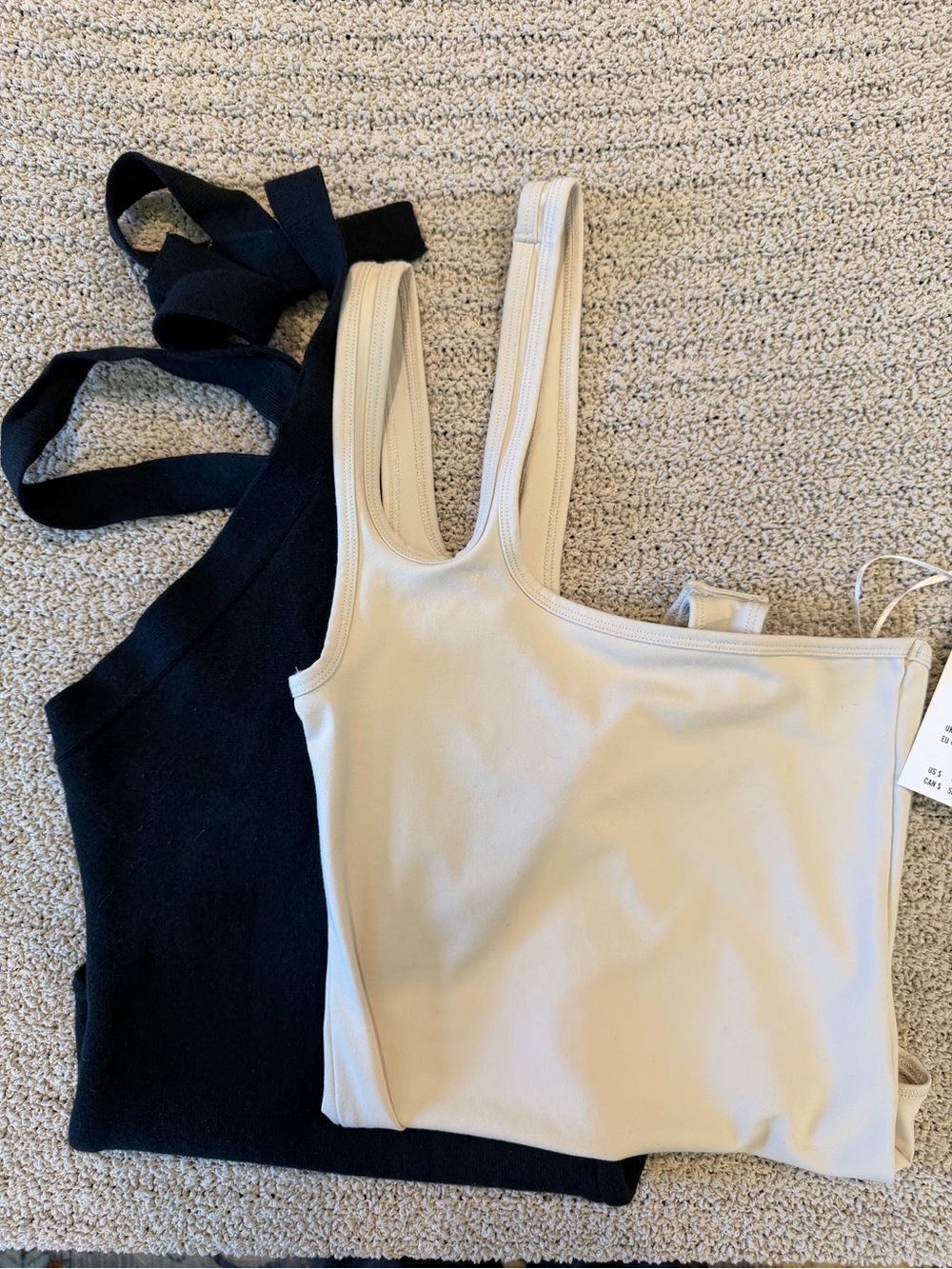 Abercrombie & Fitch Cream and Black Ribbed Bodysuit Duo